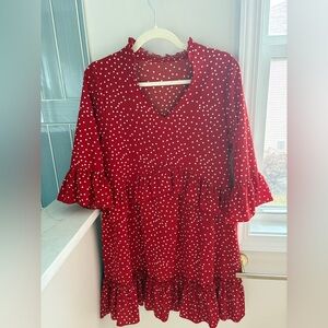 Red Polka Dot Ruffle Dress
